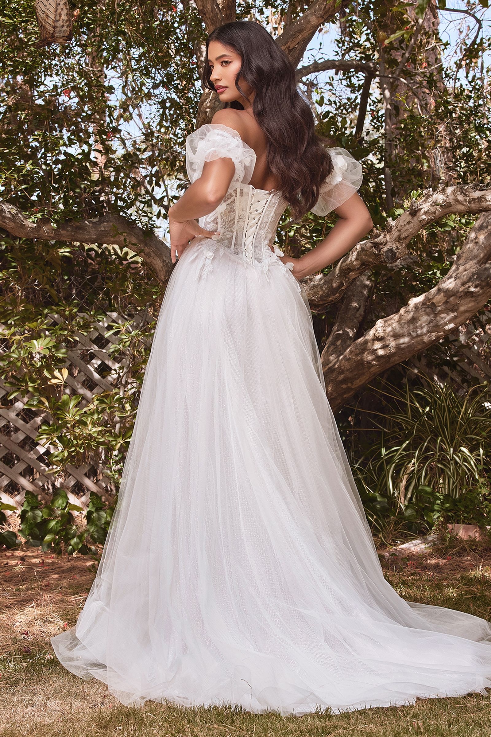 LaDivine CB080W Strapless Floral Wedding Dress