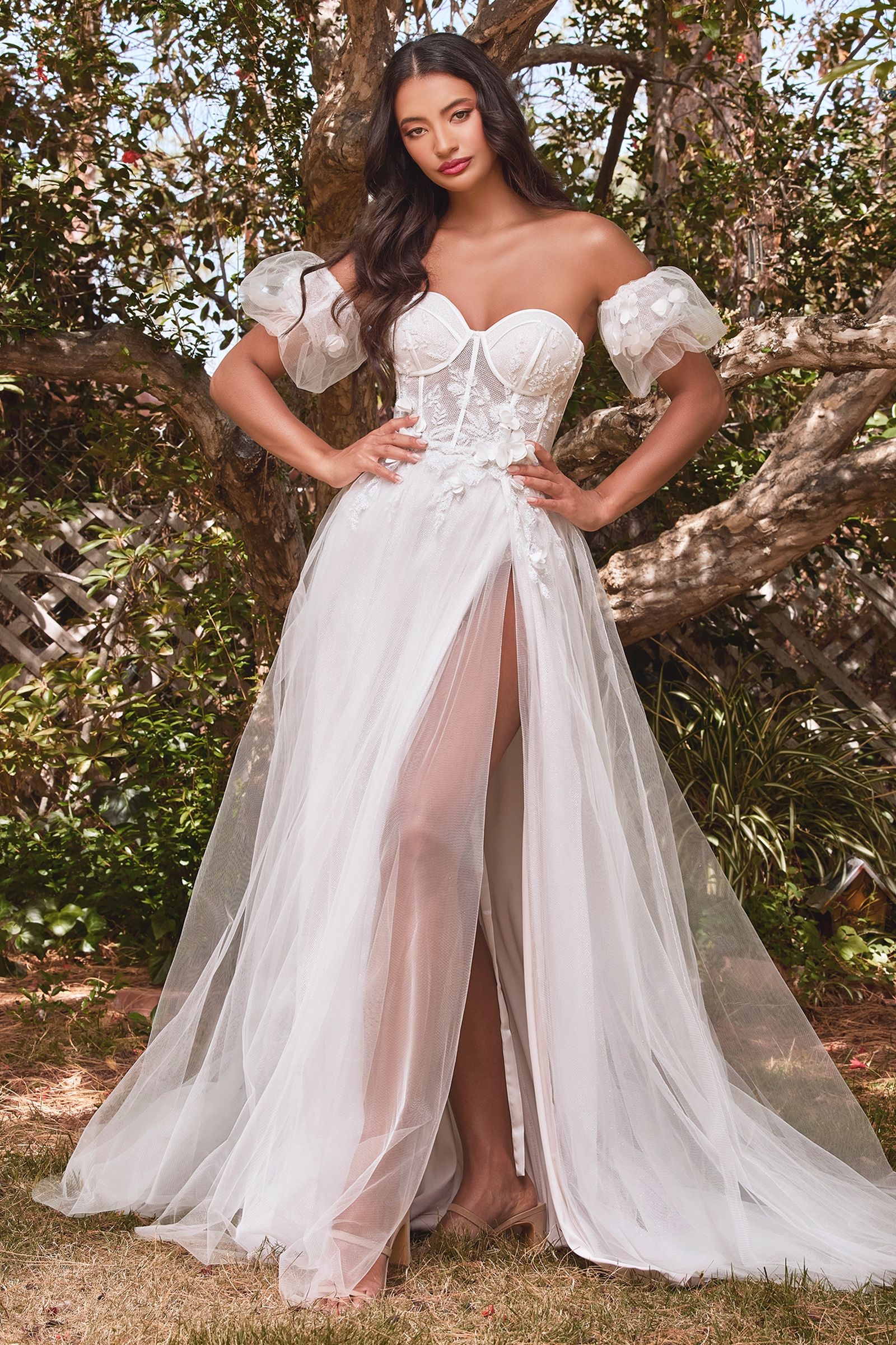 Strapless Floral Wedding Dress by LaDivine CB080W