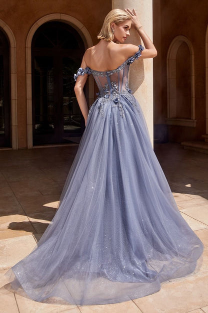 Formal Dresses Off Shoulder Ball Gown Smoky Blue