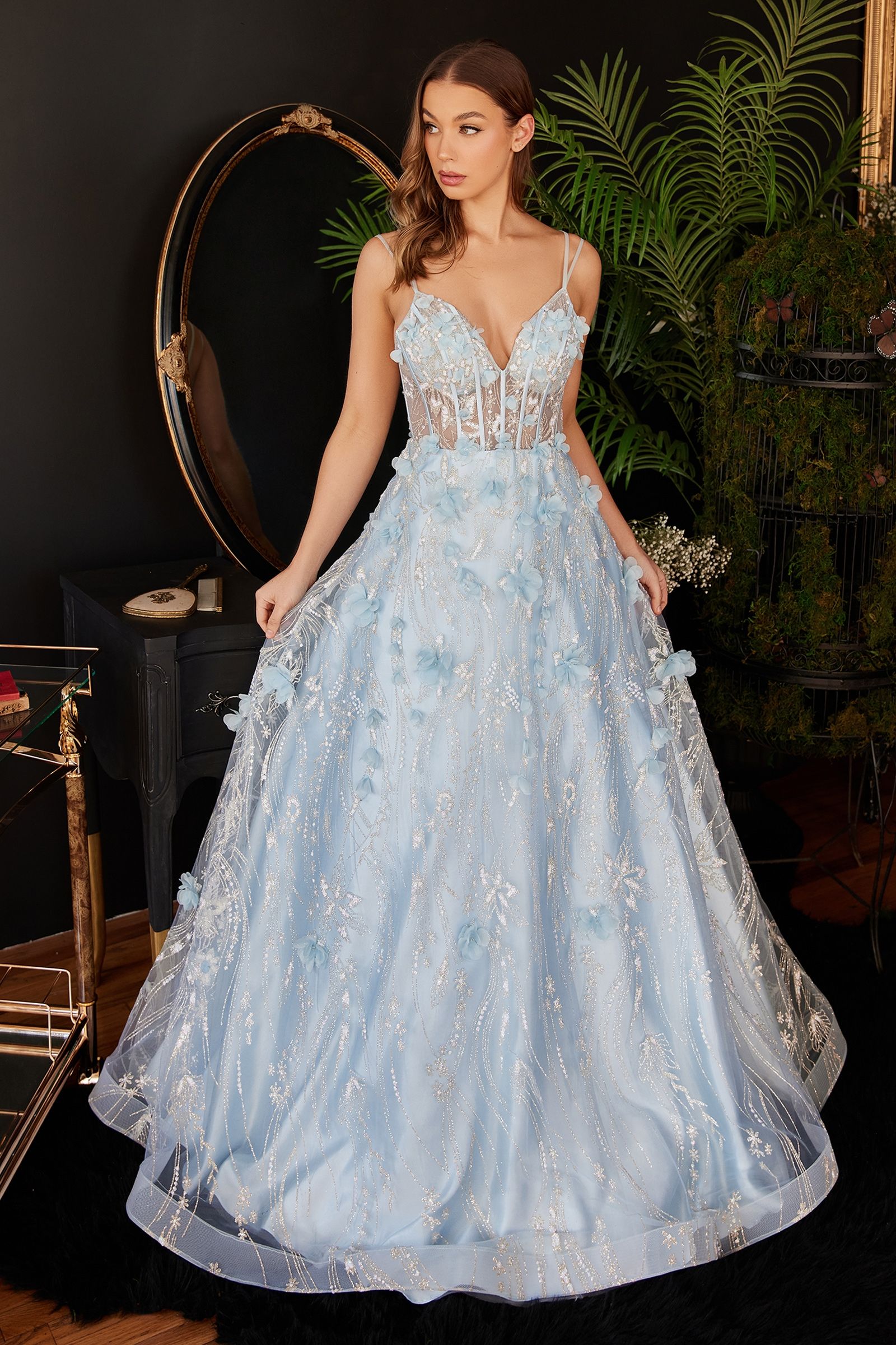 LaDivine CB105 Spaghetti Strap Ball Gown