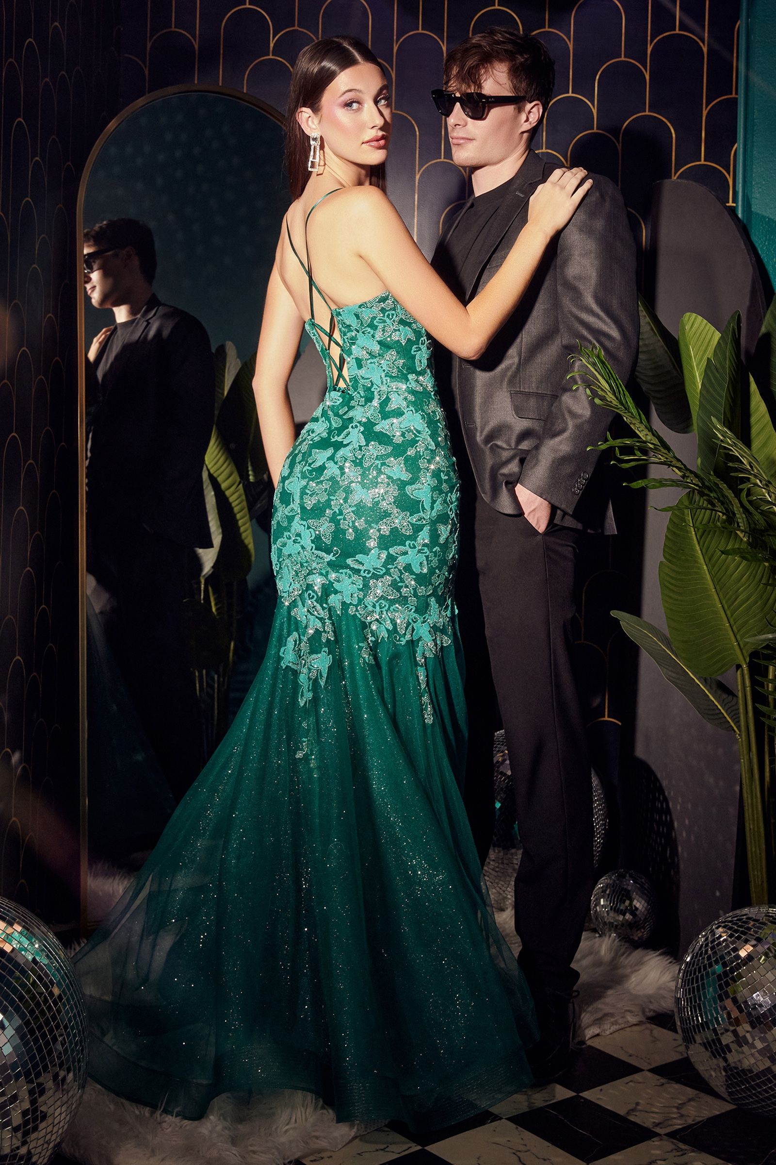 Prom Dresses Long Formal Print Mermaid Prom Dress Emerald