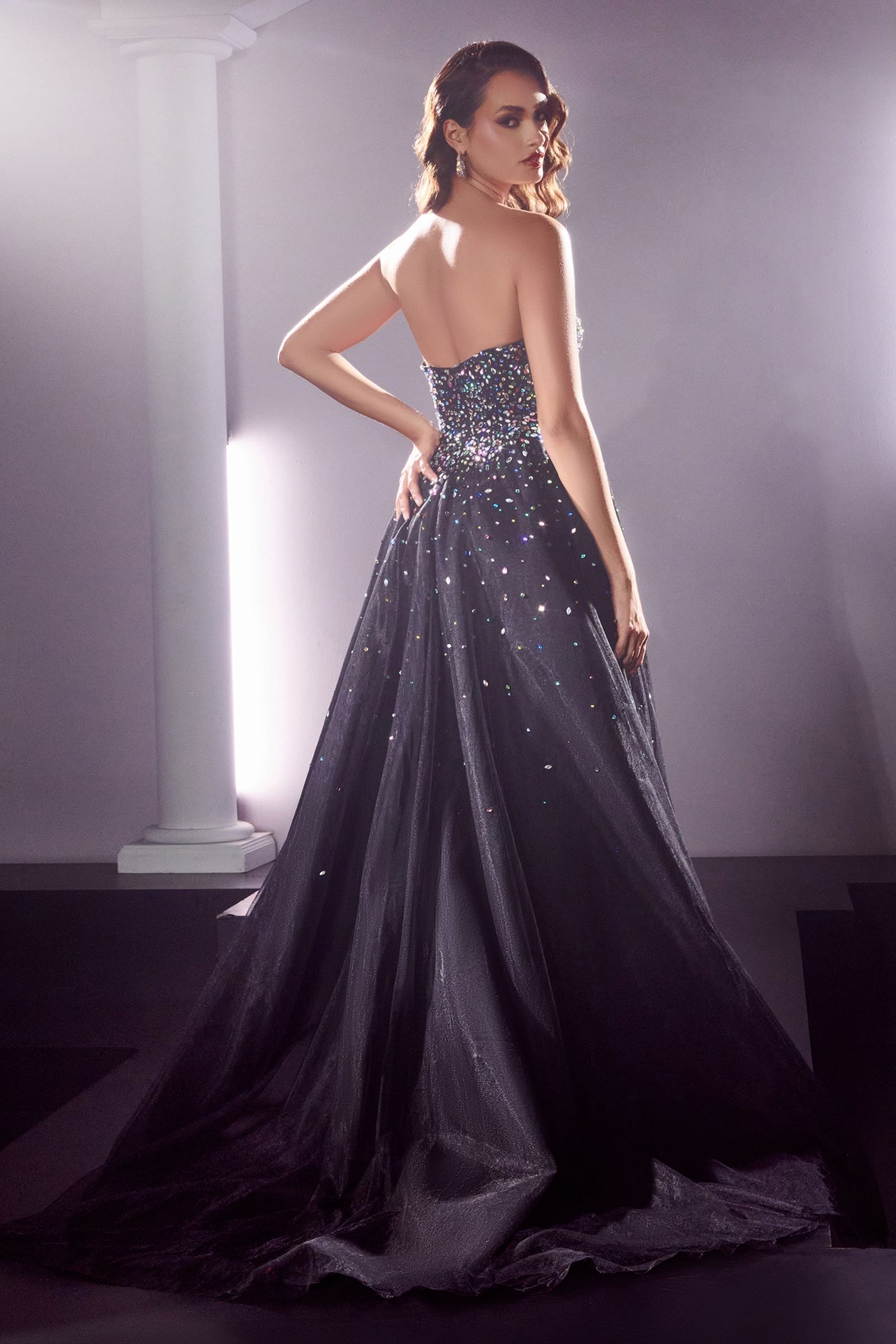 Prom Dresses Ball Gown Long Formal Beaded Prom Dress Black