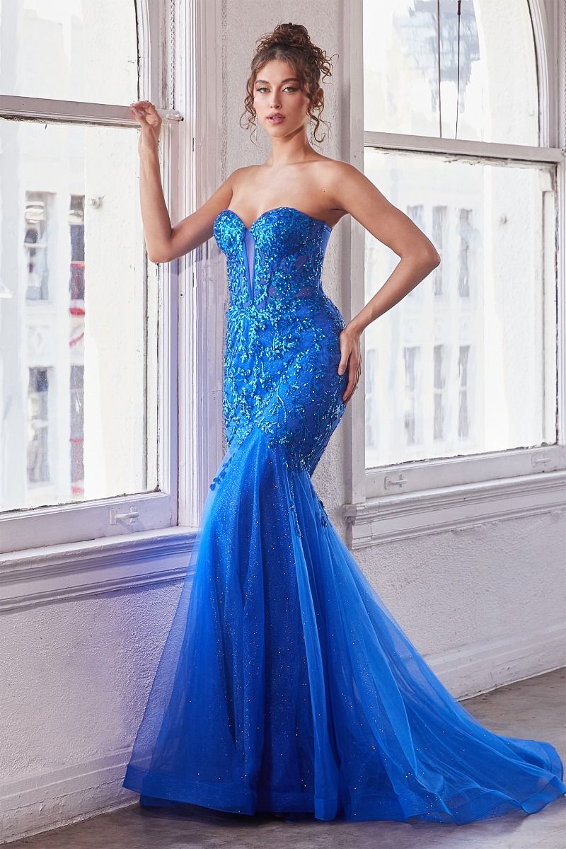 LaDivine CB139 Long Sequin Mermaid Formal Coset Prom Gown