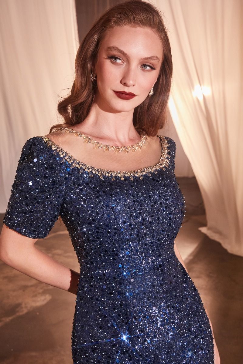 LaDivine CB151 Long Formal Sequin Mother of the Bride Dress
