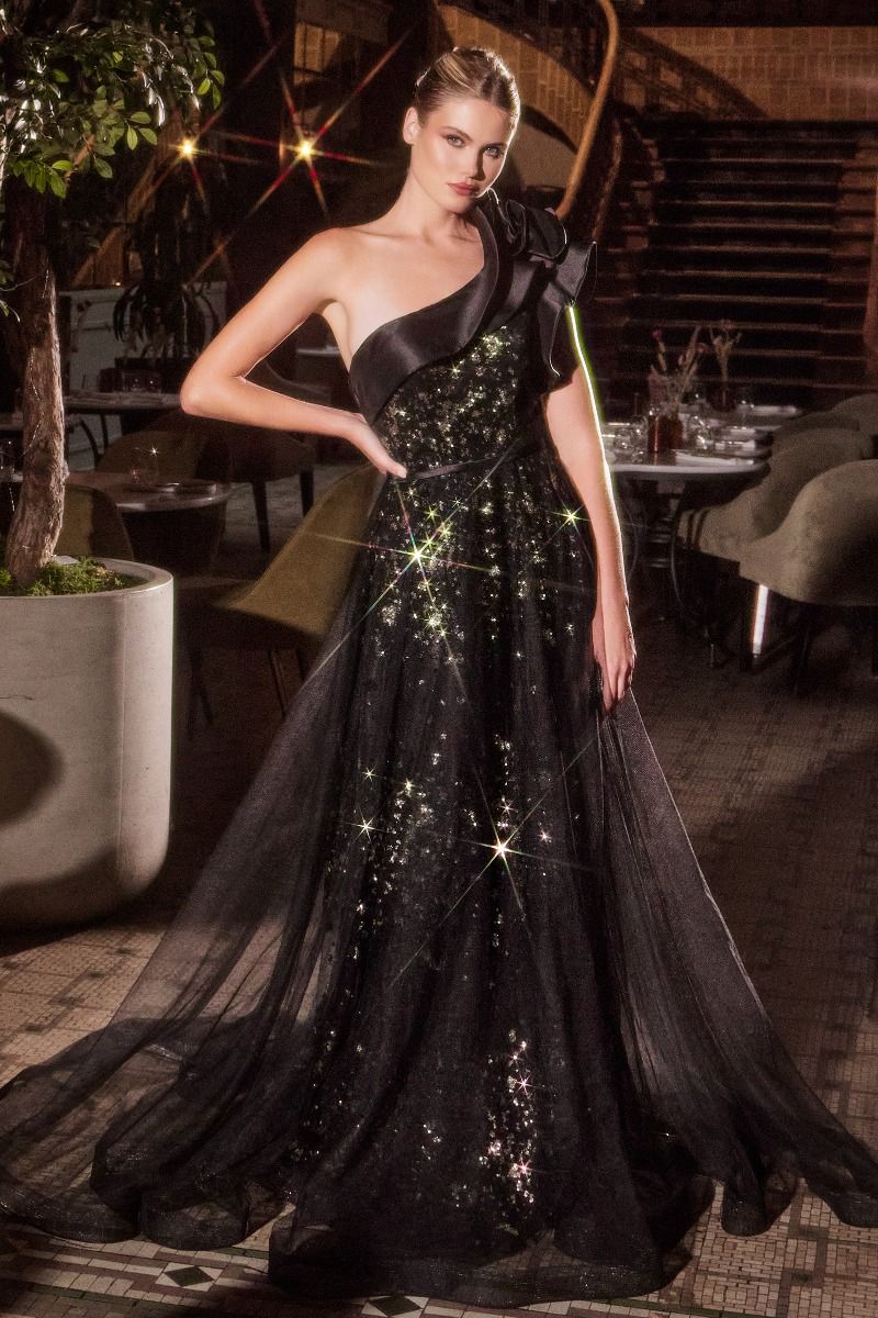 LaDivine CB157 Ball Gown Formal Long Glitter Prom Dress