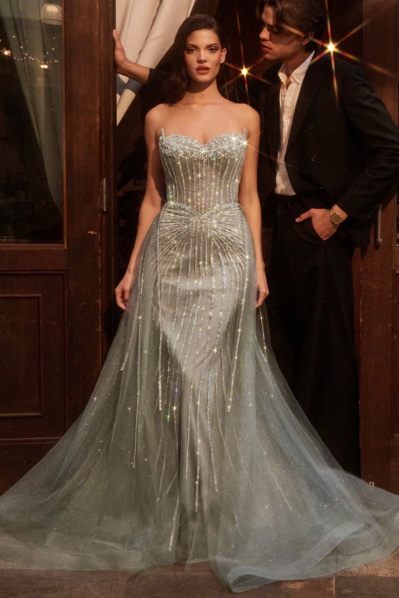 LaDivine CB158 Long Layered Overskirt Formal Prom Dress