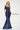 Formal Dresses Mermaid Long Formal Beaded Peplum Evening Gown Navy Blue