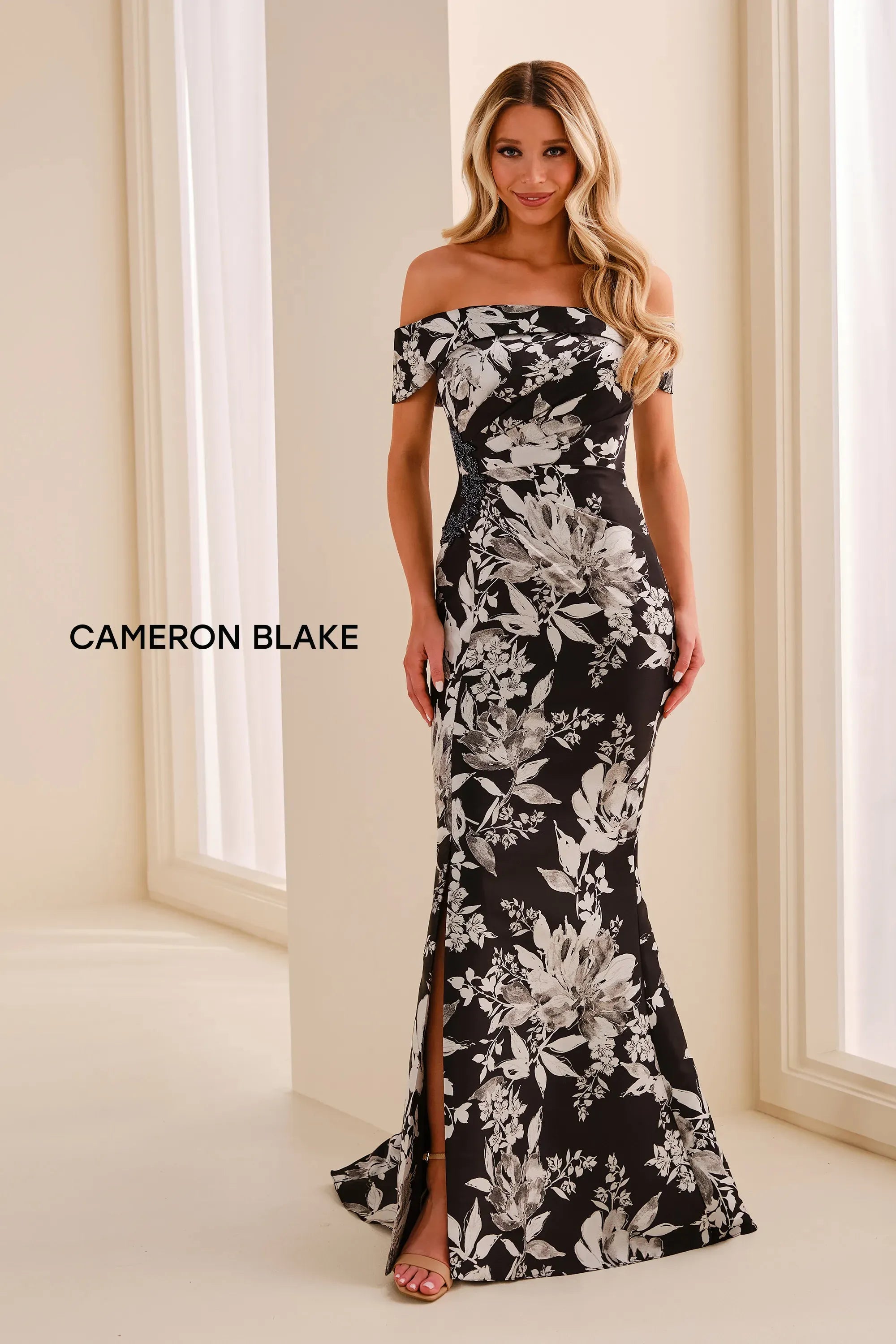 Off-the-Shoulder Floor-Length Satin Formal Mermaid/Trumpet Cameron Blake CB441
