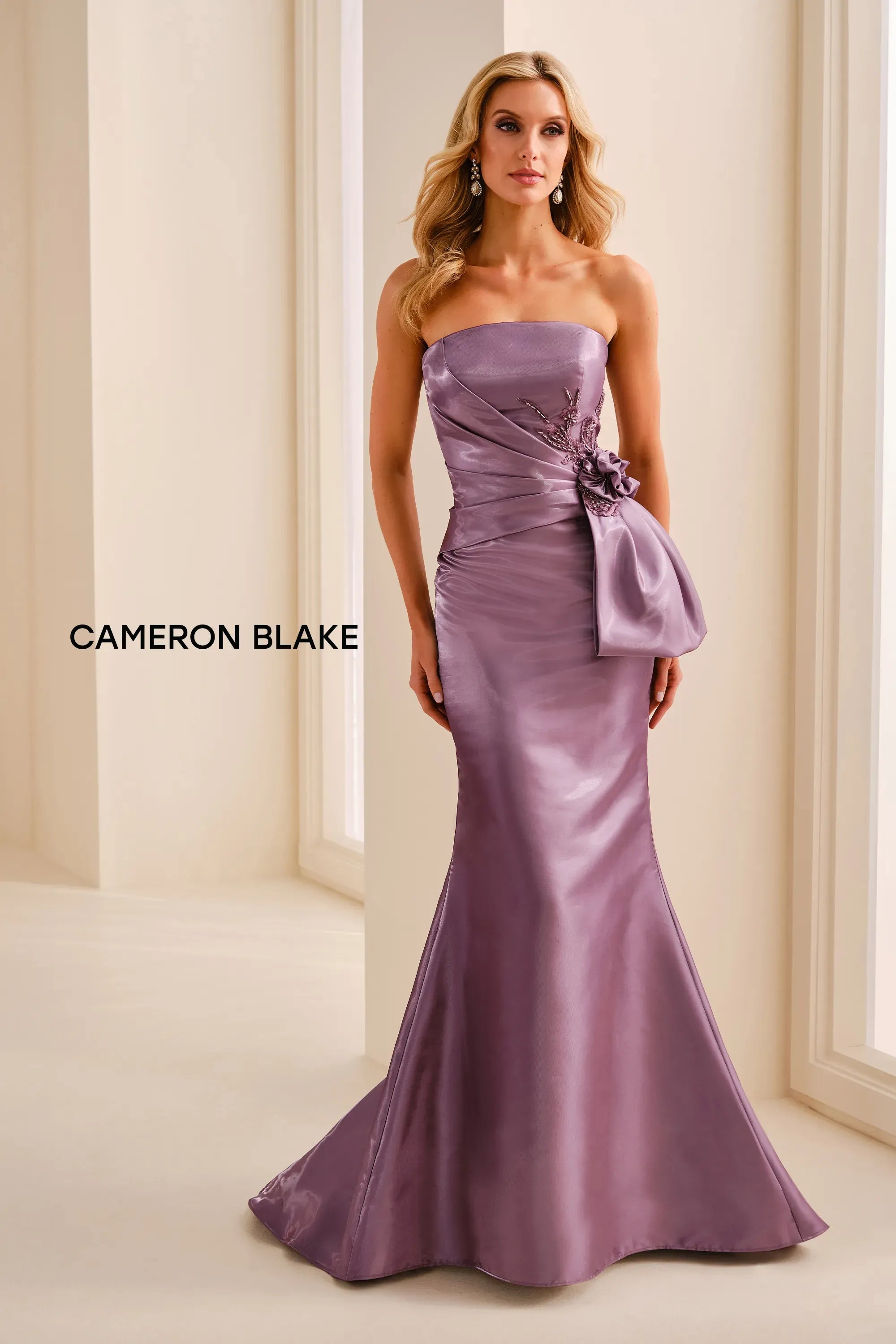 Strapless Straight Neck Floor-Length Satin Formal Mermaid/Trumpet Cameron Blake CB454