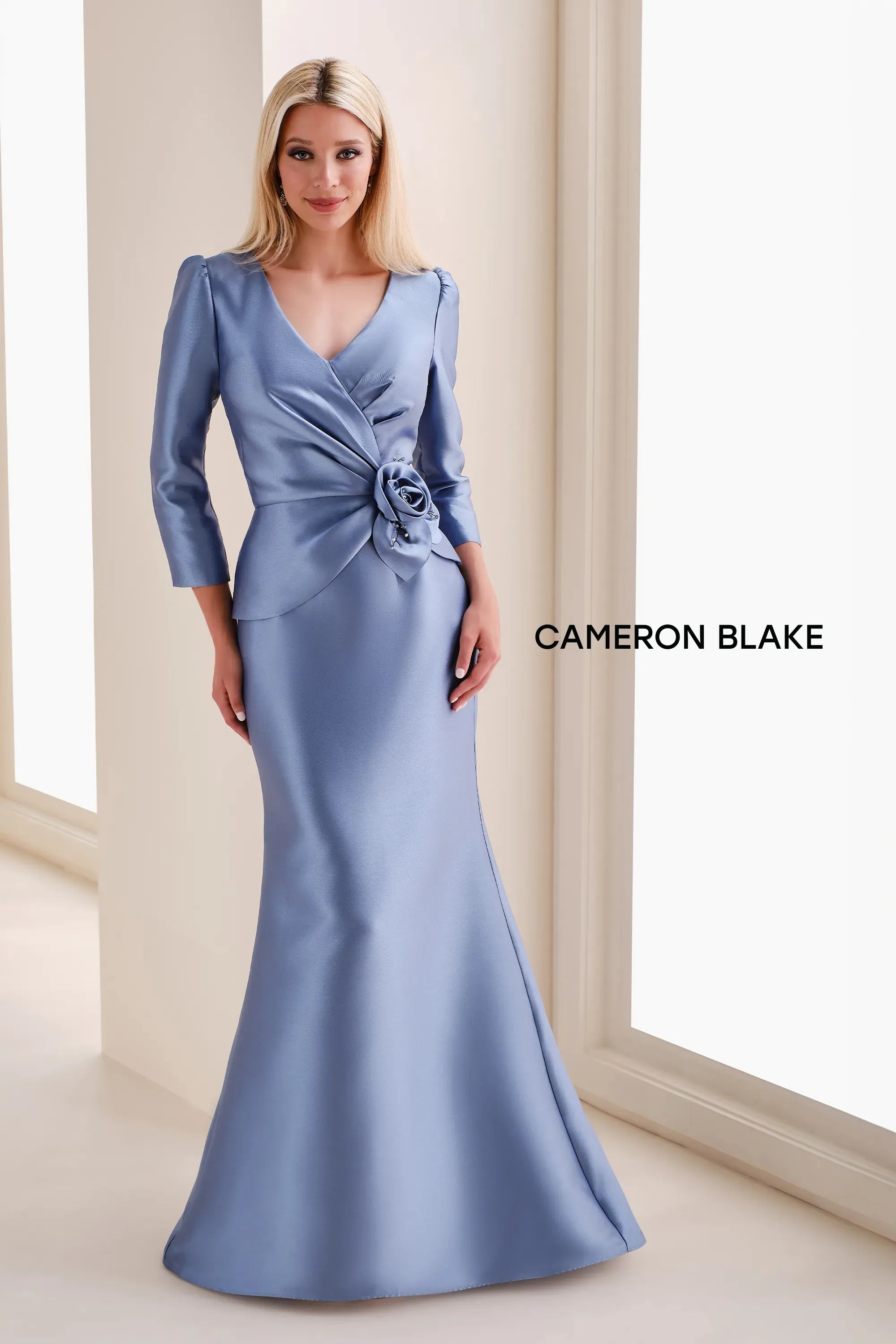 Cameron Blake CB830 Long Formal Mother of The Bride Mermaid Dress - Champagne / 14