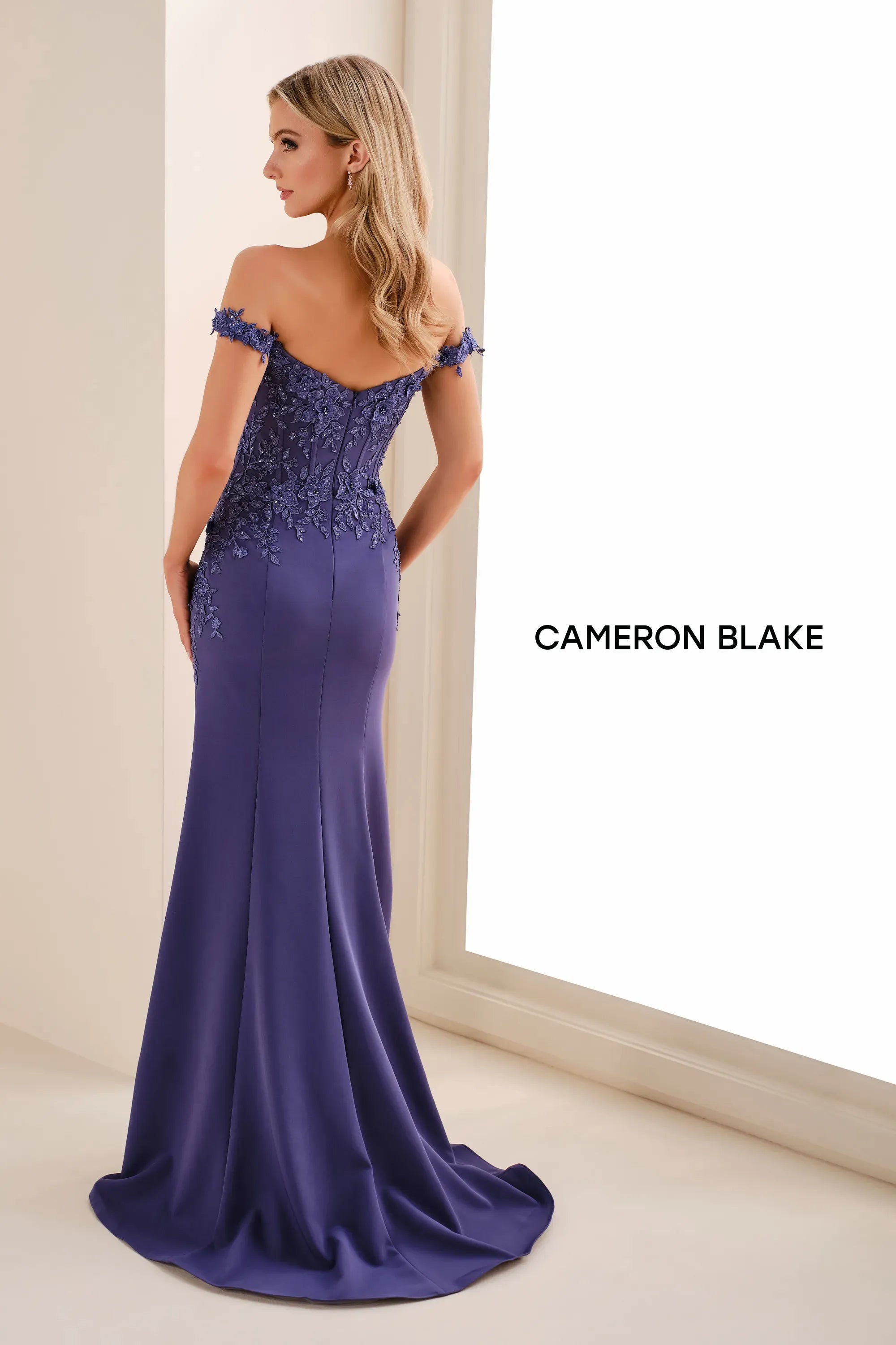 Prom Dresses Long Formal Floral Applique Prom Dress Delphinium