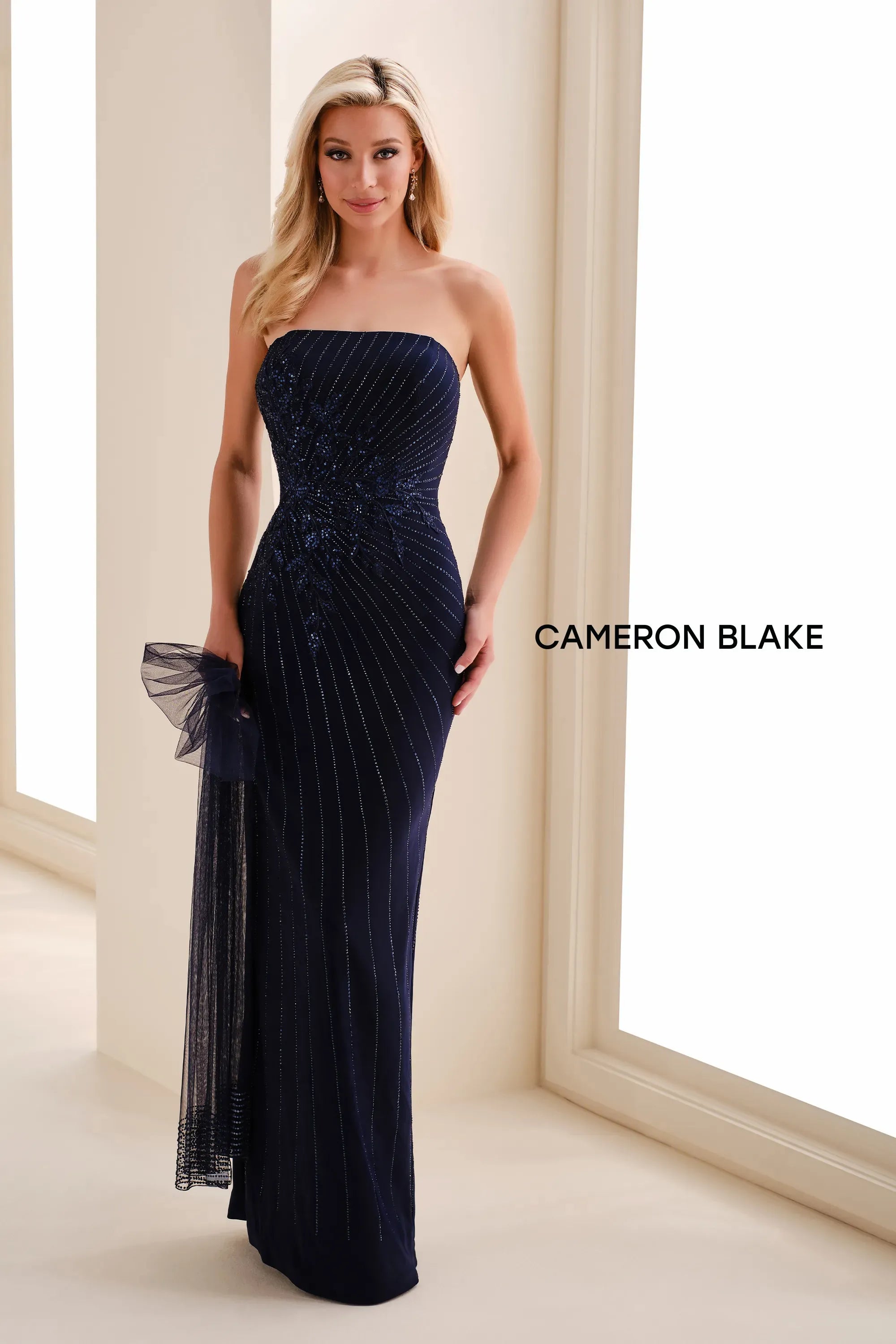Formal Dresses Long Formal Floral Fitted Dress Navy