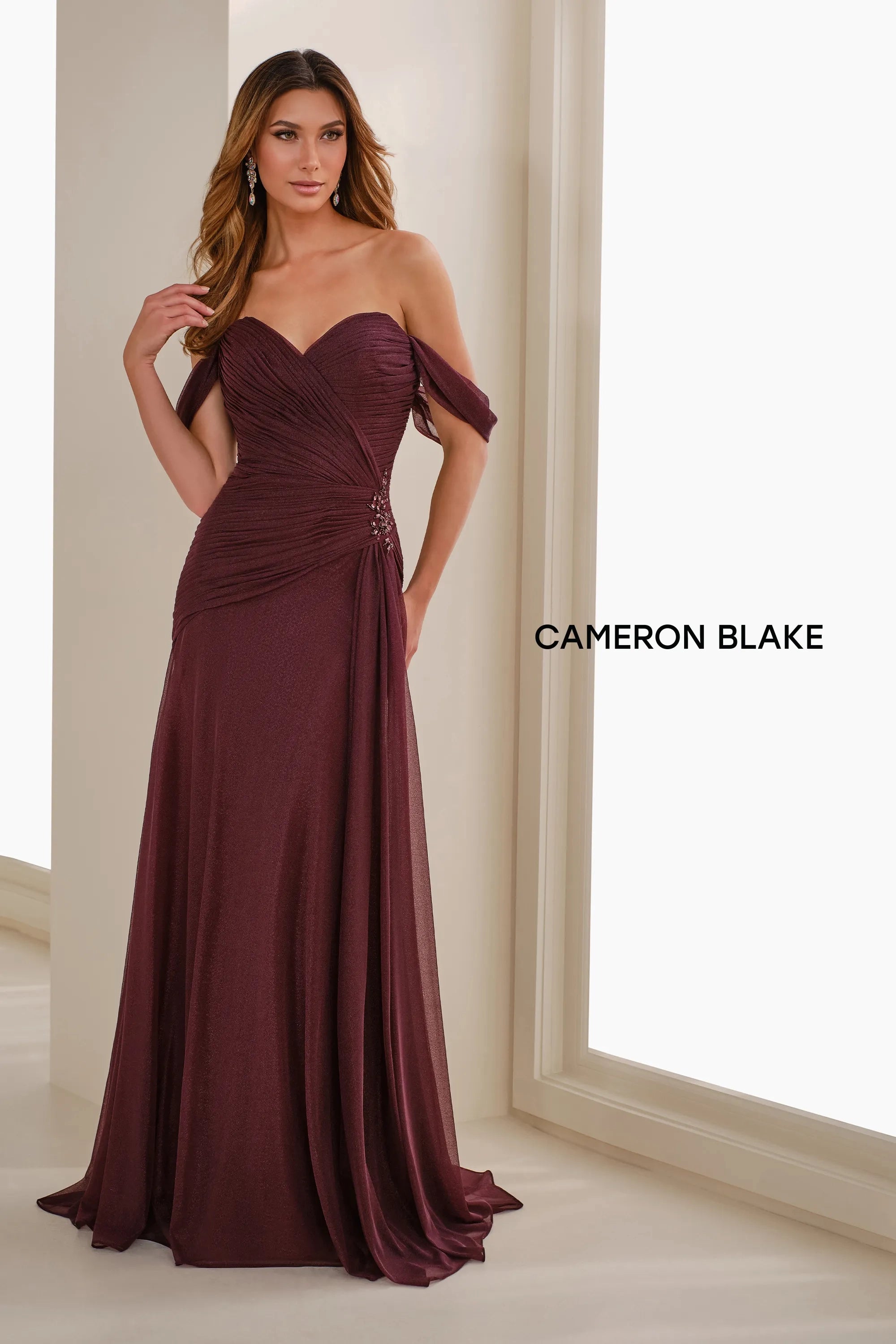 Formal Dresses Metallic Long Formal Evening Dress Eggplant