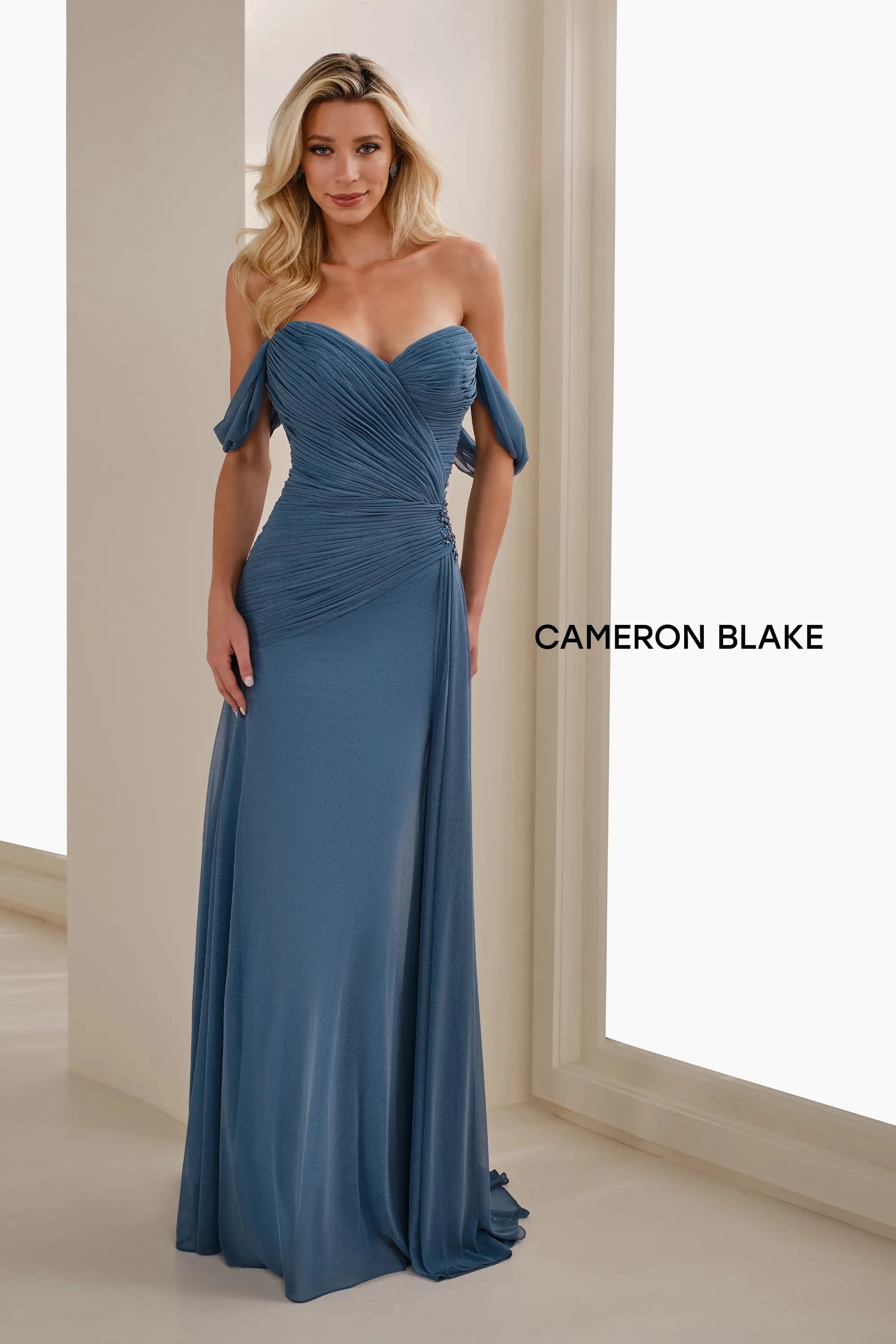Formal Dresses Metallic Long Formal Evening Dress Wedgewood