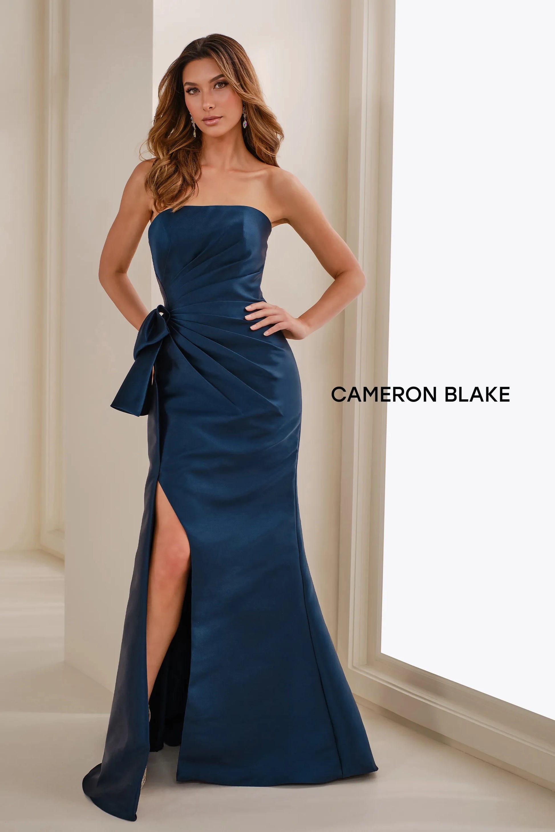 Cameron Blake CB909 Long Mermaid Formal Pleated Evening Gown