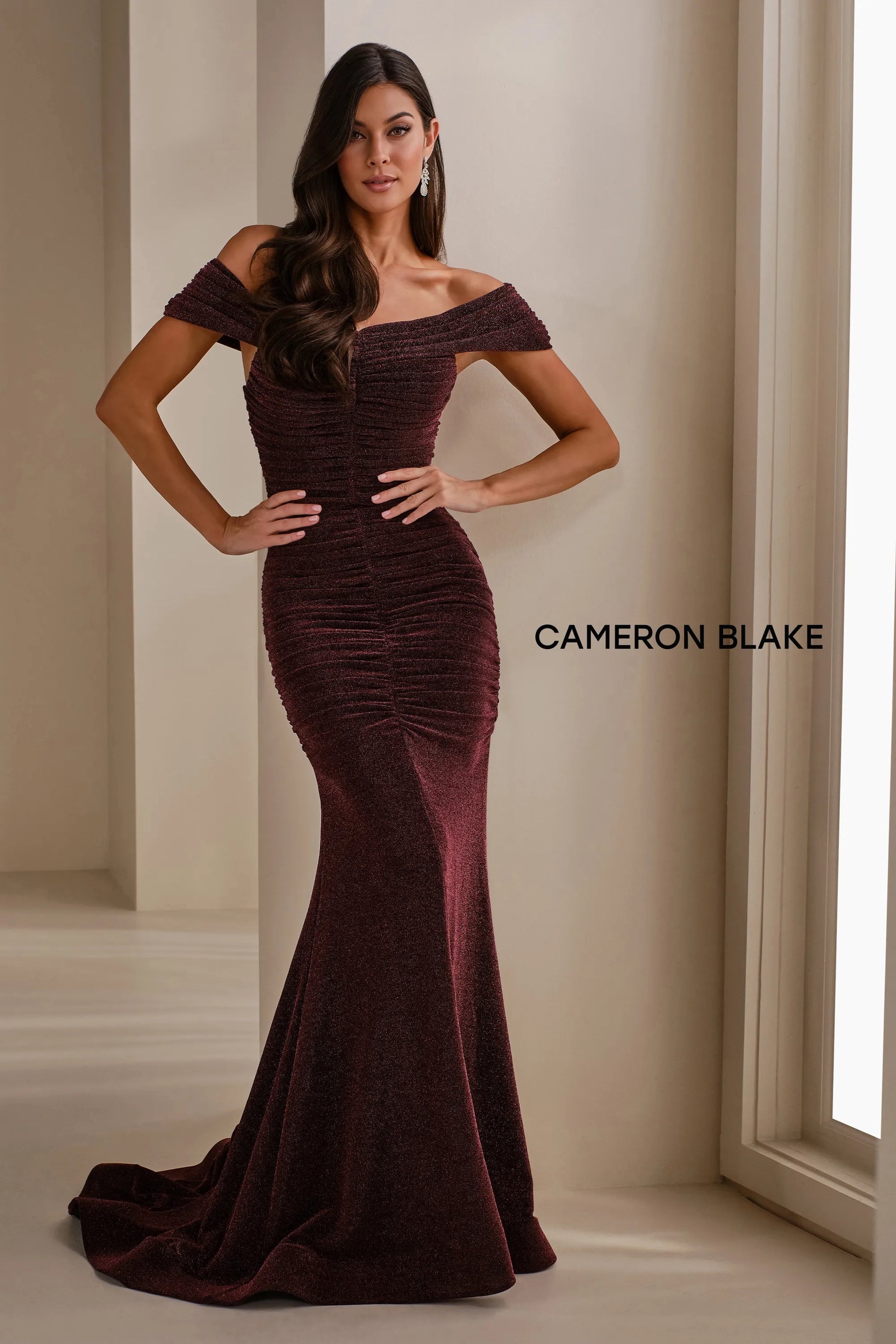 Cameron Blake CB910 Long Mermaid Formal Glitter Evening Gown
