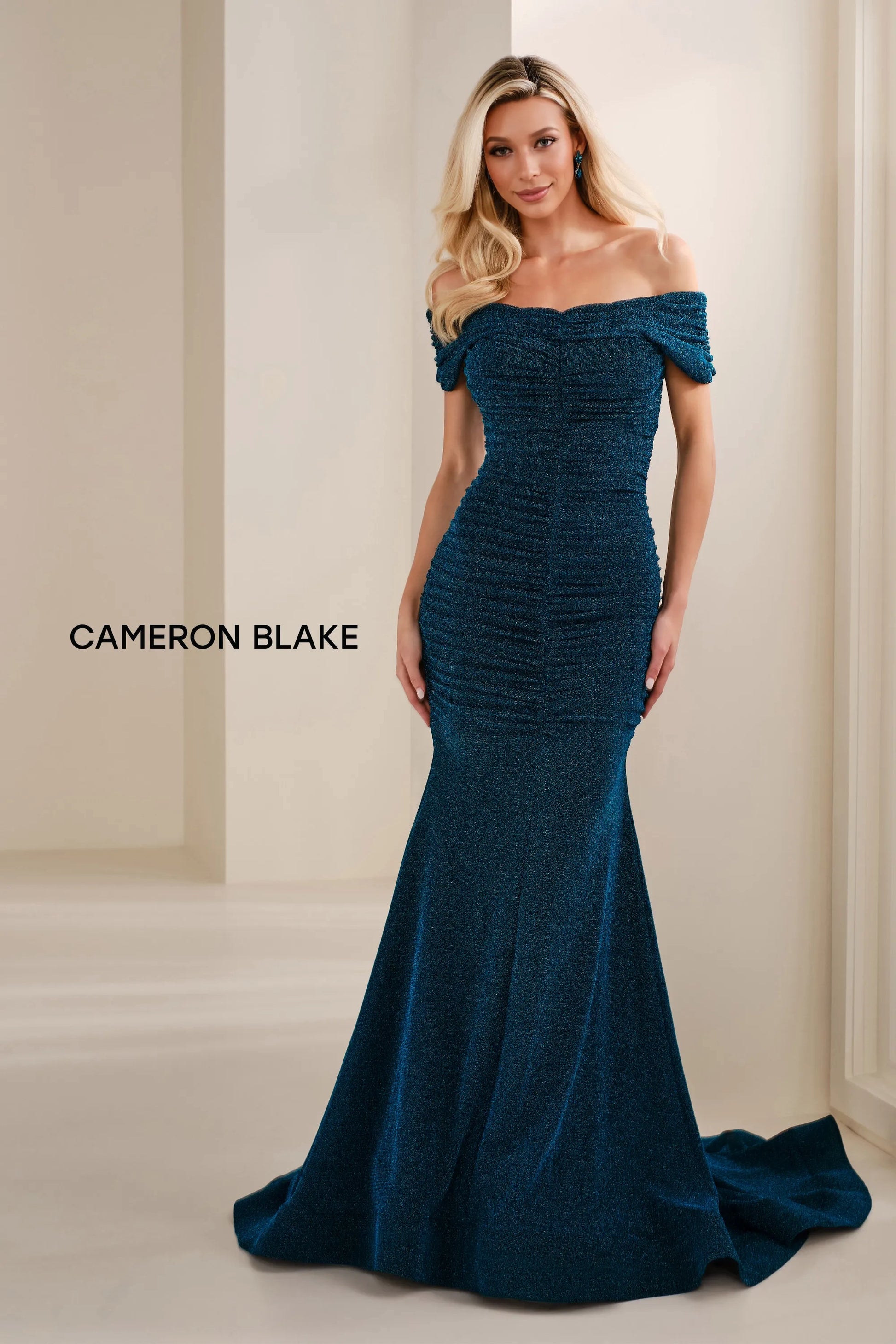 Cameron Blake CB910 Long Mermaid Formal Glitter Evening Gown