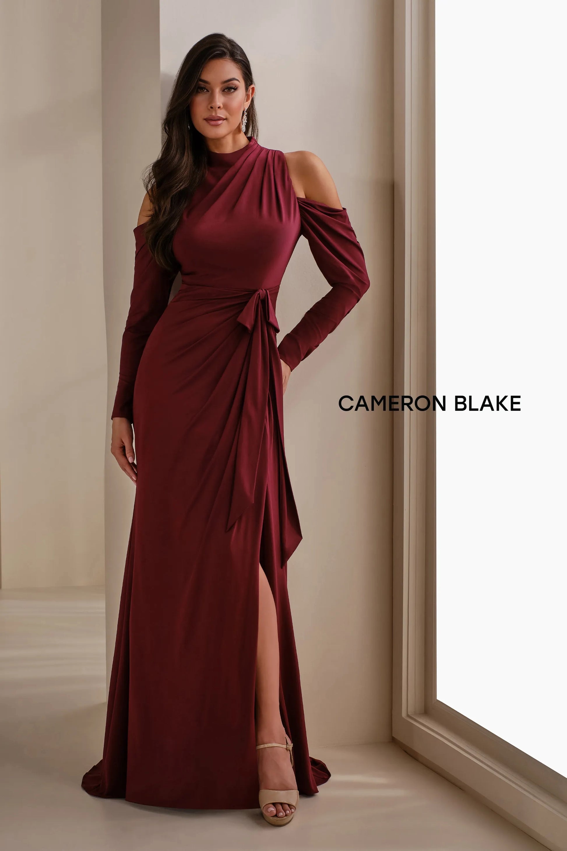 Cameron Blake CB912 Long Formal Slit Evening Dress