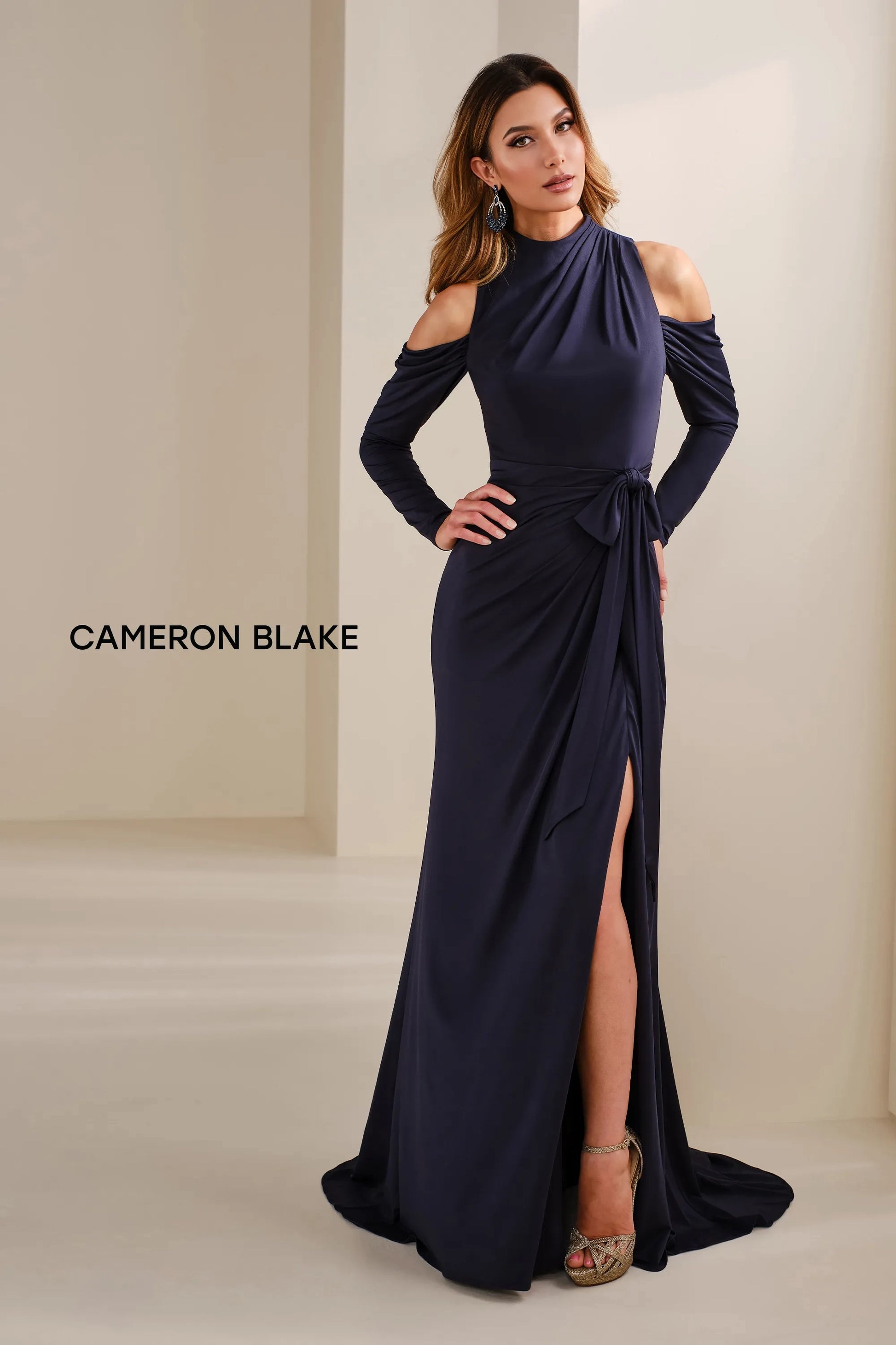 Cameron Blake CB912 Long Formal Slit Evening Dress