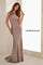 Formal Dresses Mermaid Fit Long Formal Beaded Evening Dress Taupe/Black