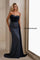 Formal Dresses Sequin Long Formal Fitted Evening Gown Navy Blue