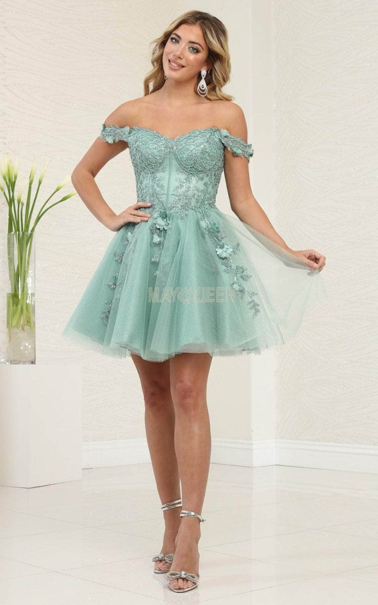 Off-the-Shoulder Mini/Short Tulle Cocktail A-Line May Queen 2081