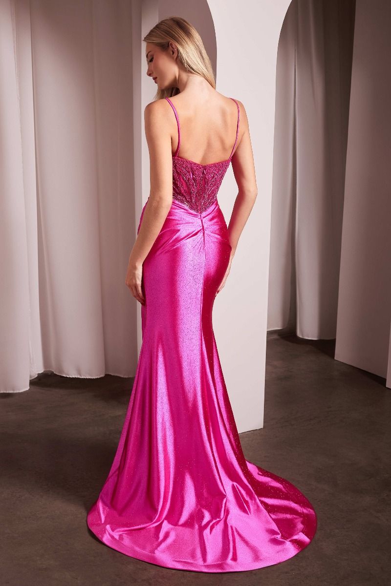 LaDivine CC0238 Long Fitted Formal Glitter Prom Dress