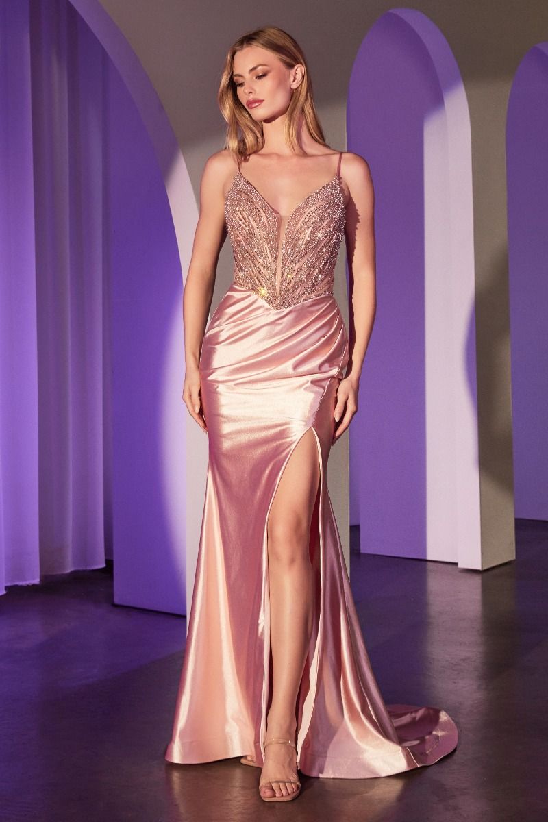 LaDivine CC0238 Long Fitted Formal Glitter Prom Dress