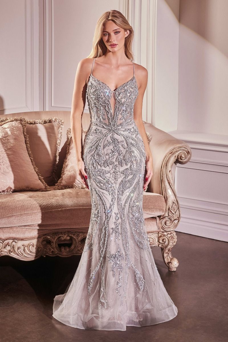 LaDivine CC0240 Mermaid Long Formal Prom Beaded Lace Dress – The Dress  Outlet