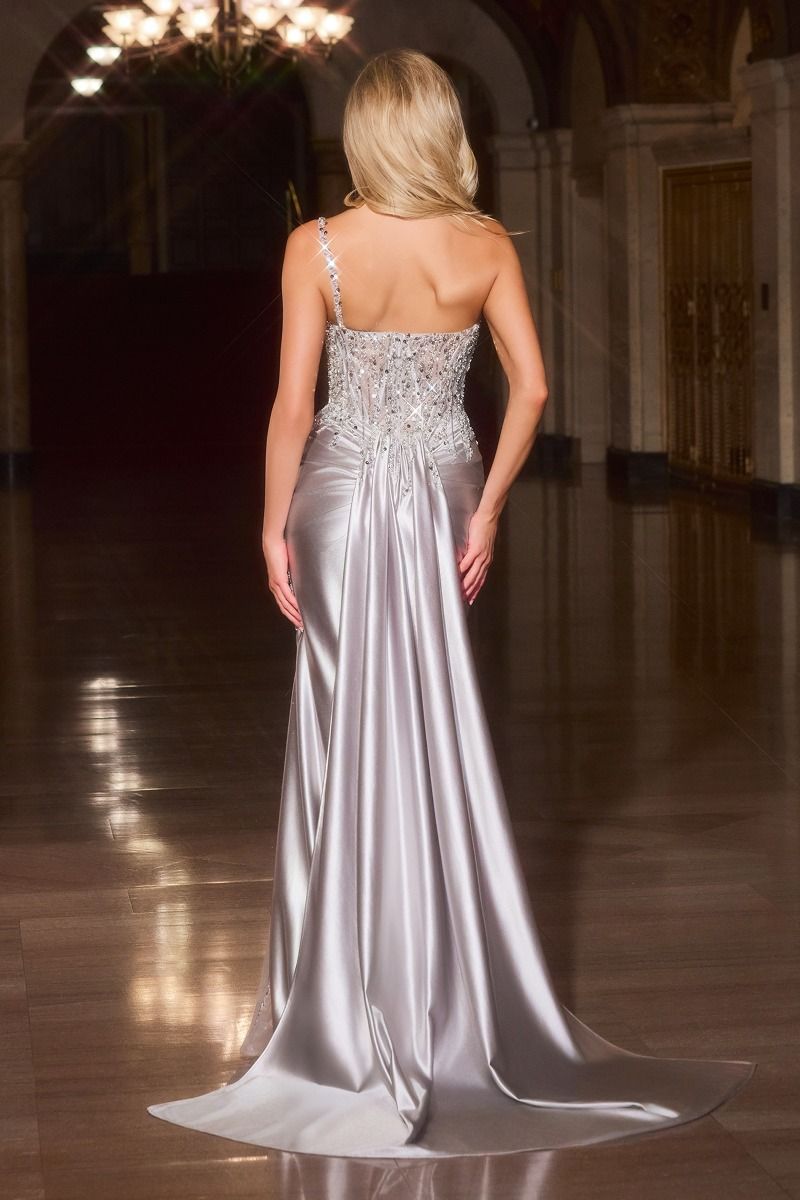Prom Dresses Long Fitted Beaded Formal Prom Dress LaDivine CC0329 Silver