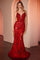 Prom Dresses Beaded Applique Formal Long Prom Dress Red