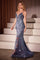 Prom Dresses Beaded Applique Formal Long Prom Dress Smoky Blue