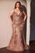 Plus Size Dresses Prom Long Fitted Plus Size Formal Dress Rose Gold
