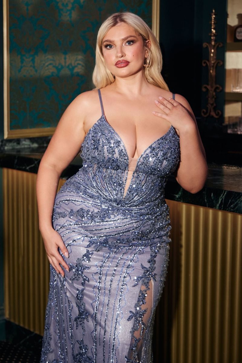 LaDivine CC0389C Prom Long Fitted Plus Size Formal Dress
