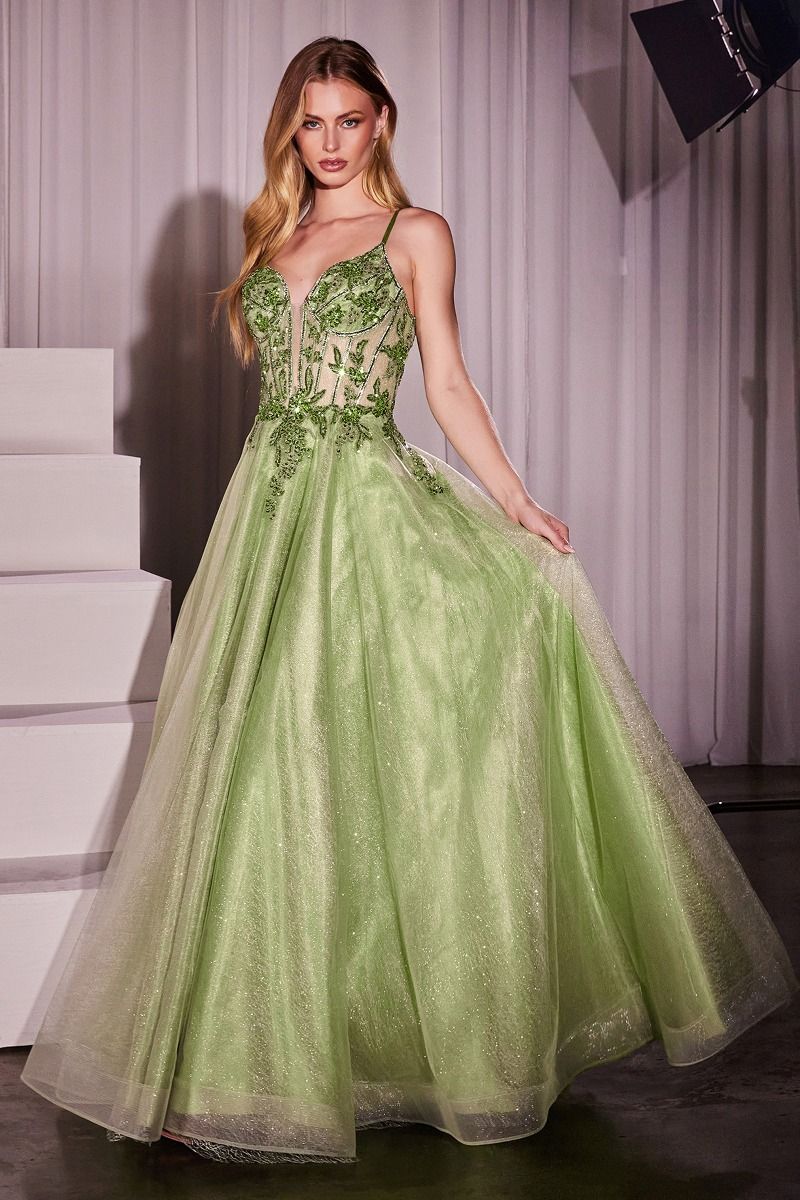 LaDivine CC0881 Long Formal Glitter A Line Prom Dress