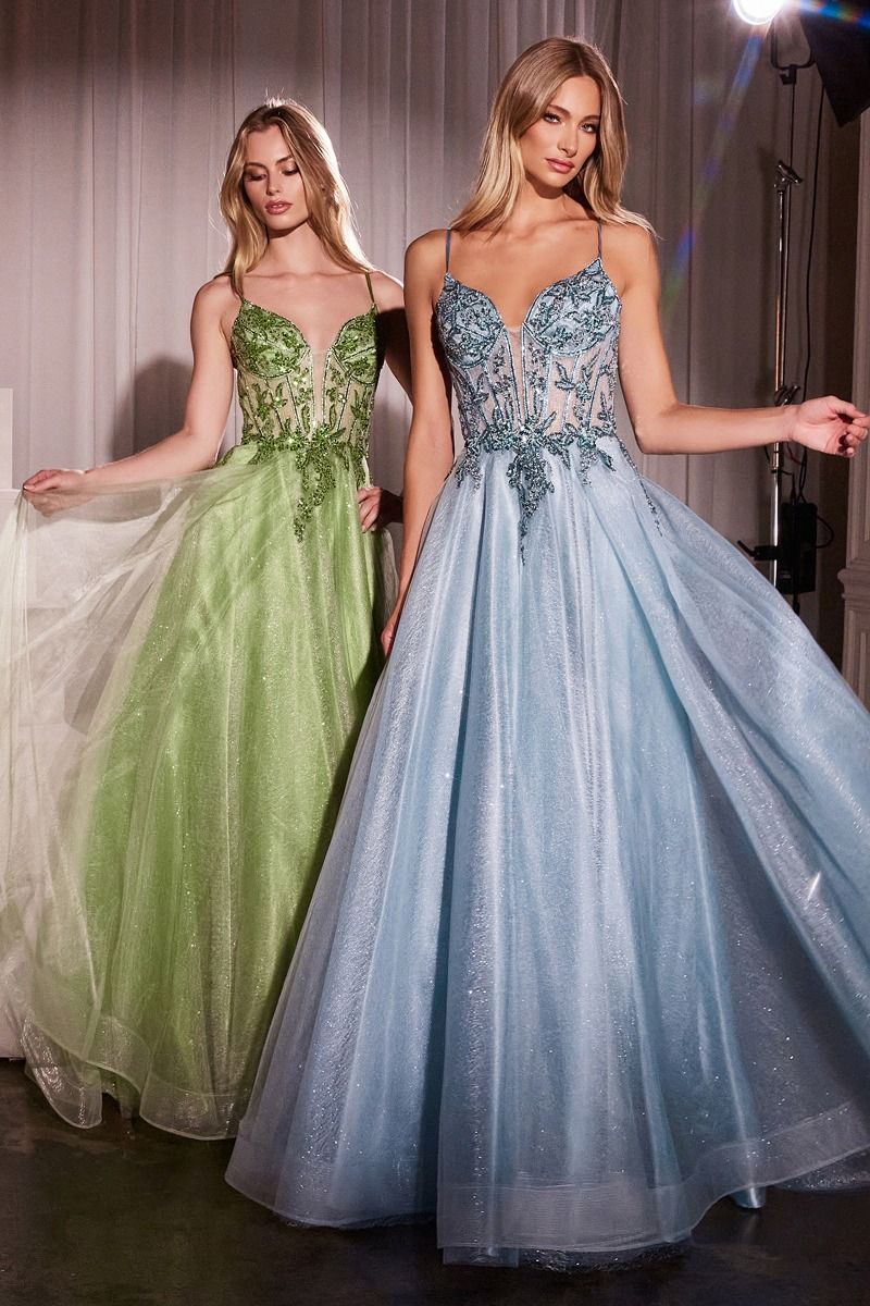 LaDivine CC0881 Long Formal Glitter A Line Prom Dress