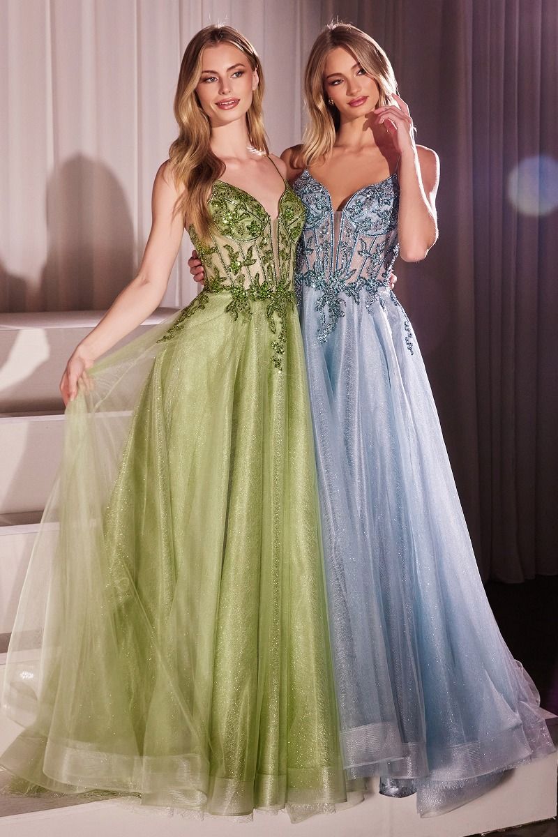 LaDivine CC0881 Long Formal Glitter A Line Prom Dress