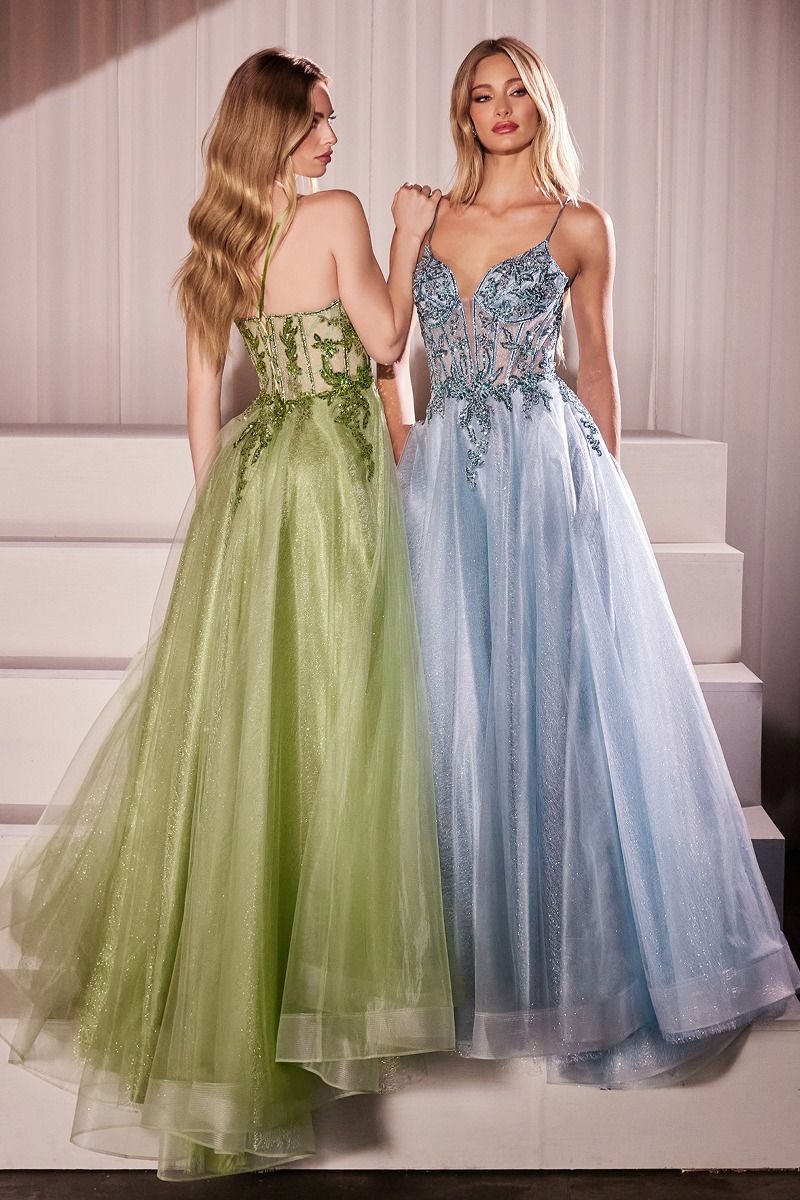 LaDivine CC0881 Long Formal Glitter A Line Prom Dress