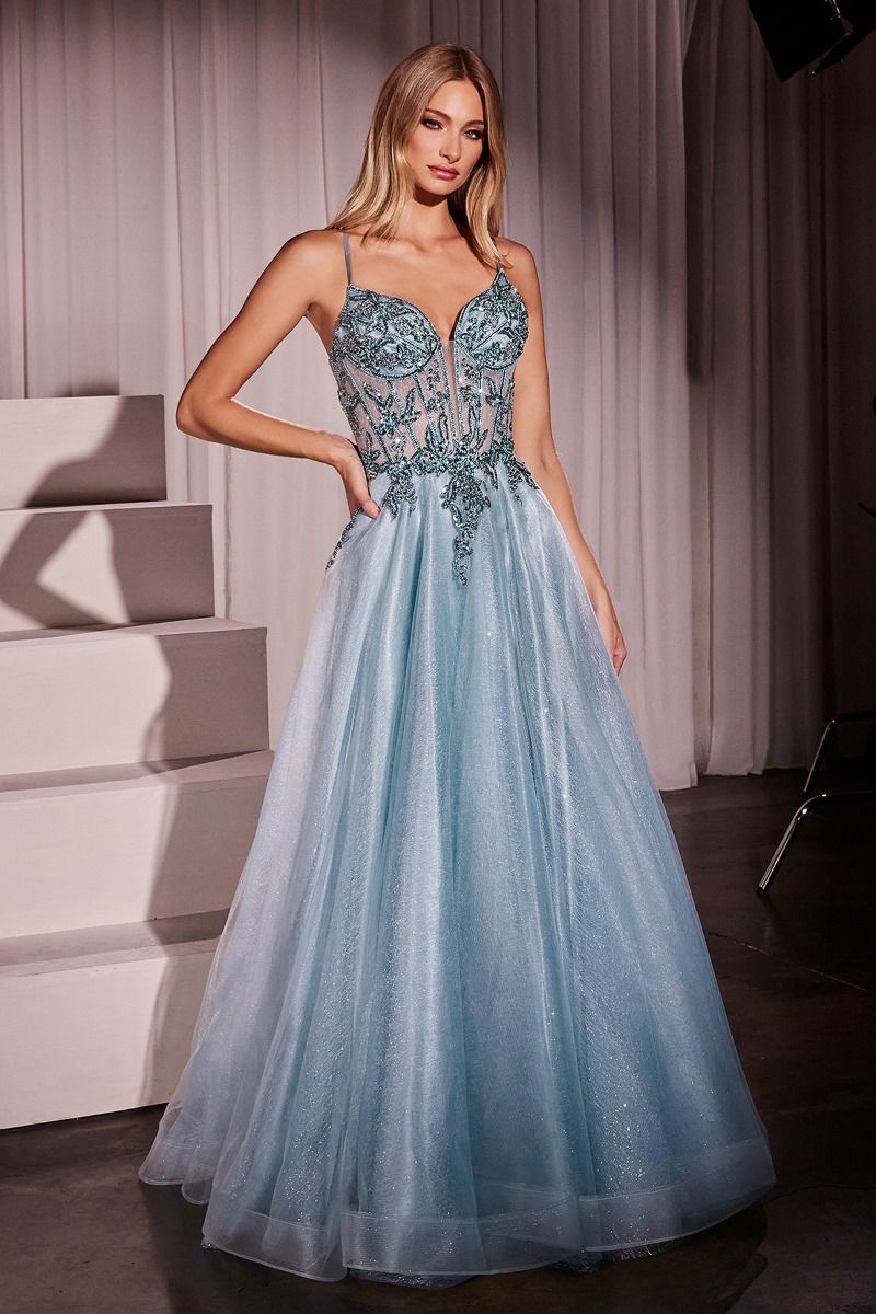 LaDivine CC0881 Long Formal Glitter A Line Prom Dress