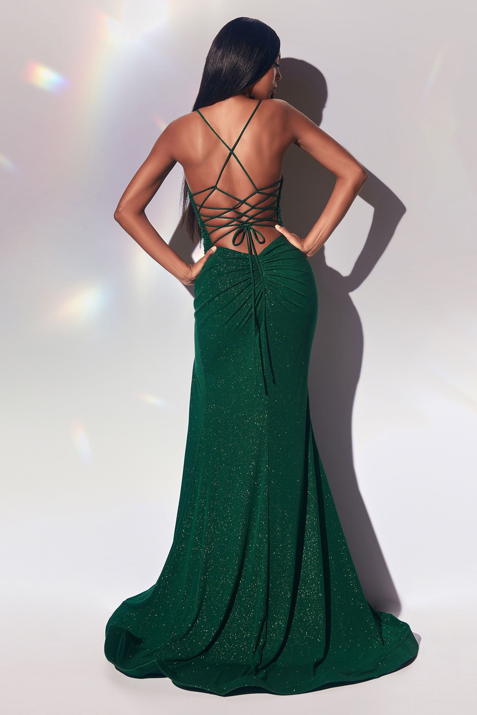 LaDivine CC2162 Fitted Long Open Back Prom Dress