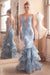 Prom Dresses Long 3D Floral Formal Prom Mermaid Dress Blue