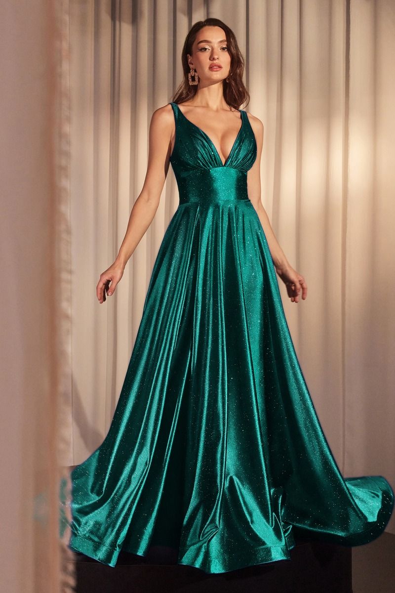 LaDivine CC2349 Glitter Formal Long A Line Prom Dress