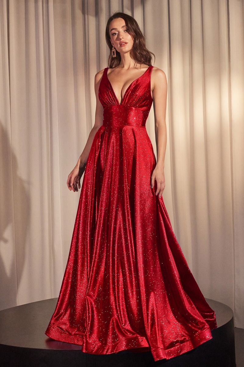LaDivine CC2349 Glitter Formal Long A Line Prom Dress