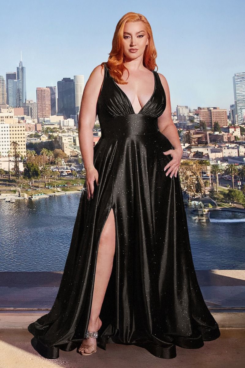 LaDivine CC2349C Long Glitter Plus Size Formal Prom Dress