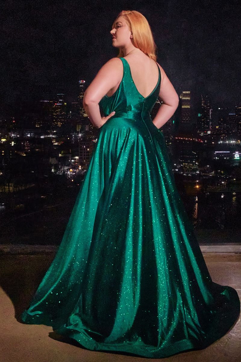 LaDivine CC2349C Long Glitter Plus Size Formal Prom Dress