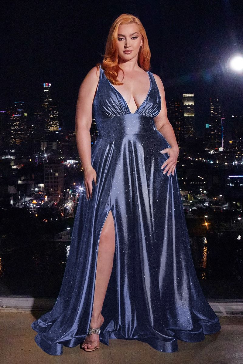 LaDivine CC2349C Long Glitter Plus Size Formal Prom Dress