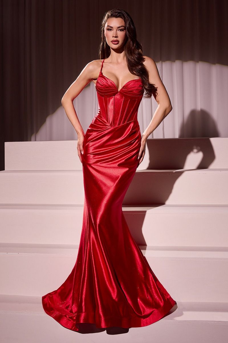 LaDivine CC2397 Fitted Prom Long Glitter Formal Dress