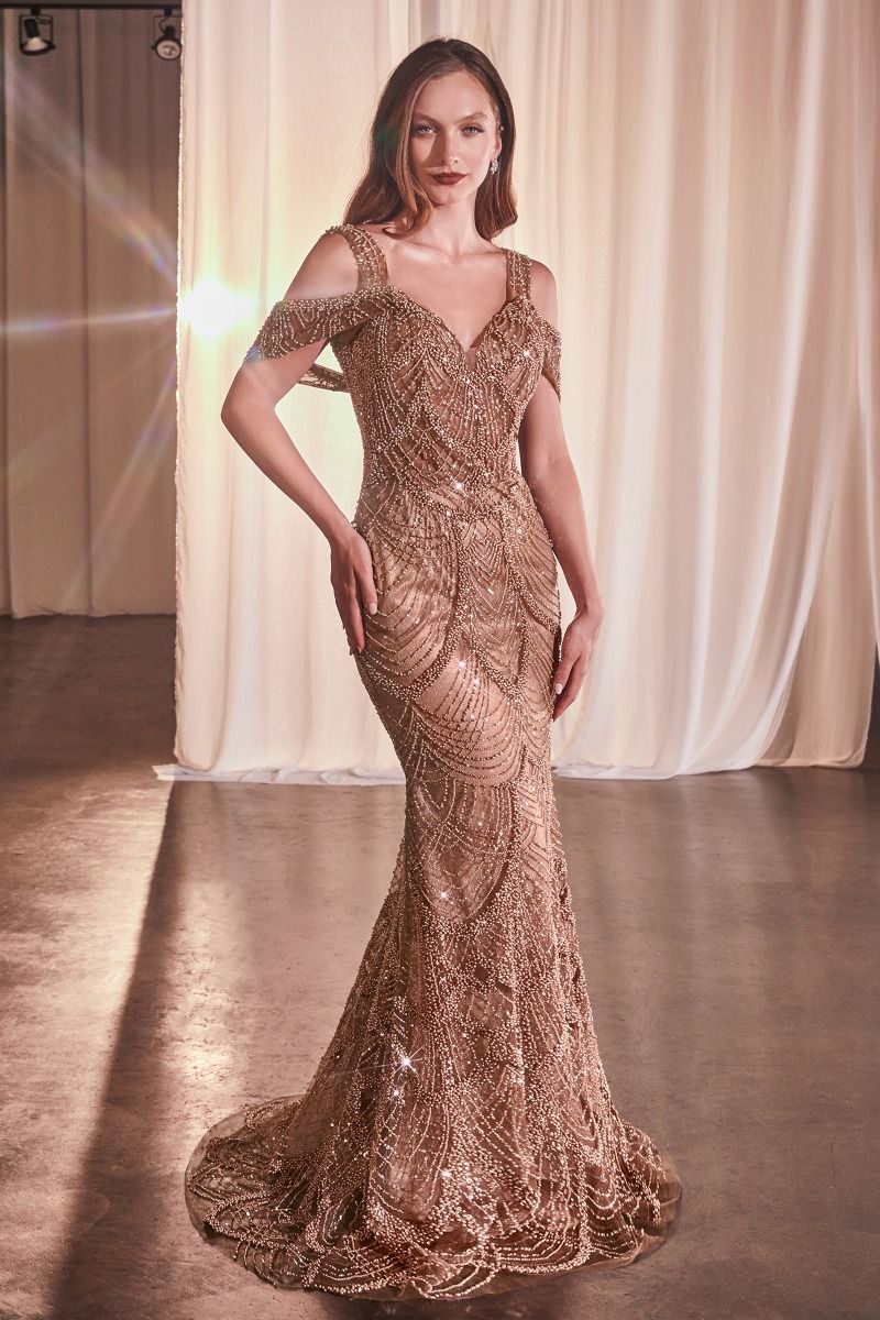 LaDivine CC4020 Beaded Long Formal Evening Gown