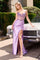 Prom Dress Fitted Slit Long Formal Prom Dress Lavender
