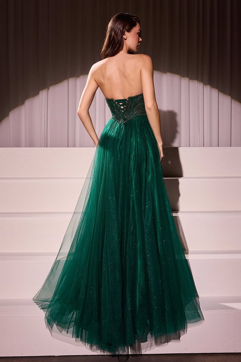LaDivine CC415 Long A Line Formal Prom Beaded Dress